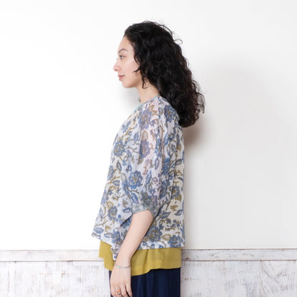 Kota Doria Floral Print Pullover