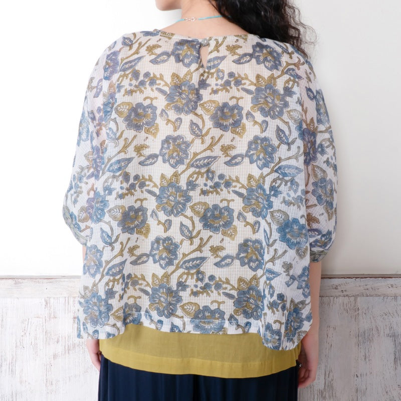 Kota Doria Floral Print Pullover