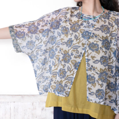 Kota Doria Floral Print Pullover