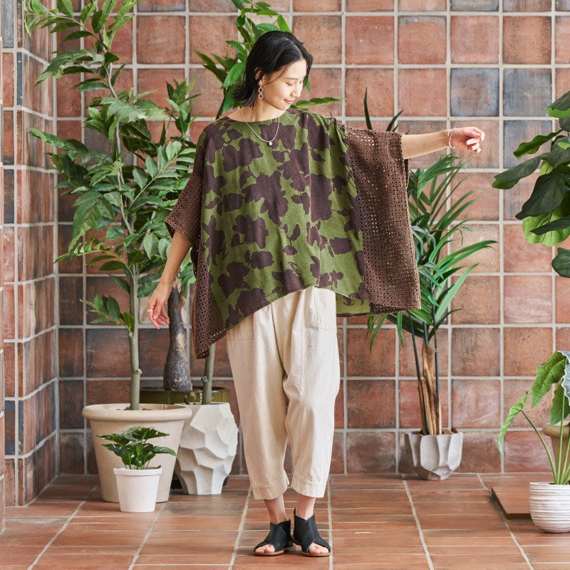 Print × Lace Stone Wash Pullover