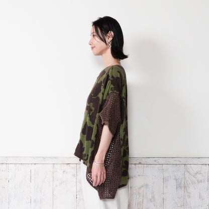 Print × Lace Stone Wash Pullover