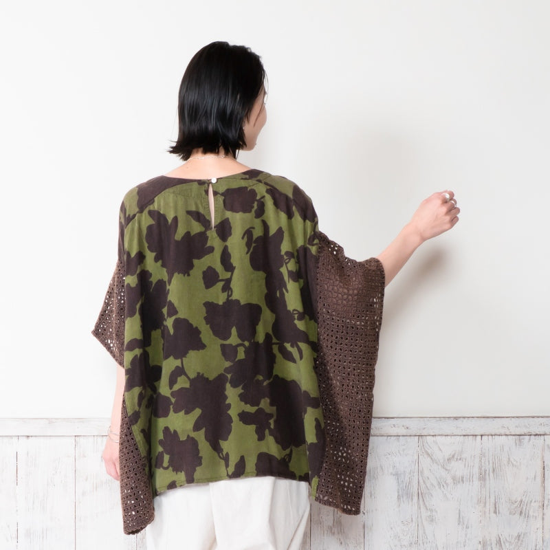 Print × Lace Stone Wash Pullover
