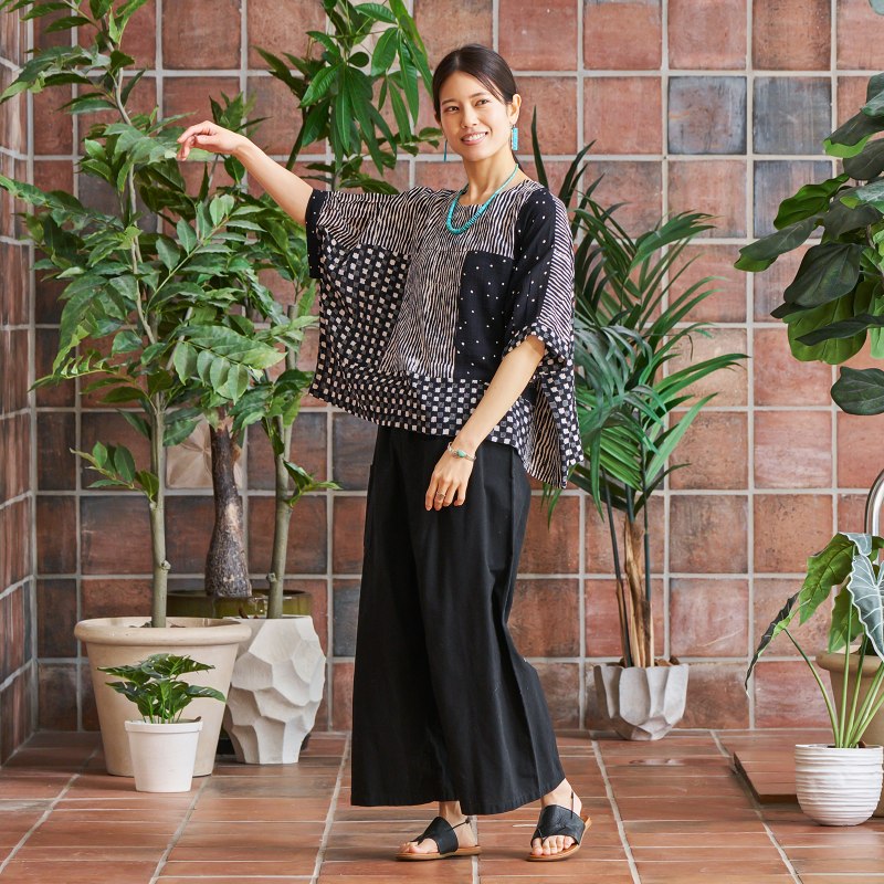 Block Print Patch Pullover