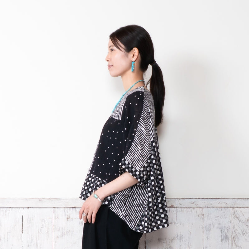 Block Print Patch Pullover