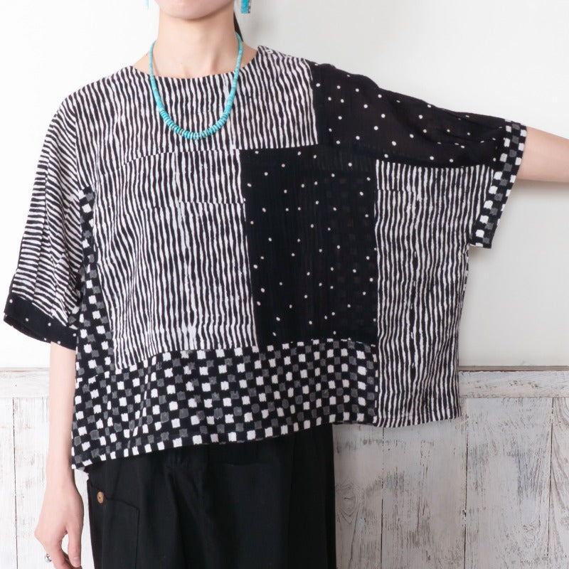 Block Print Patch Pullover
