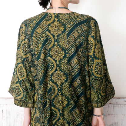 Rayon Ajrak Vertical Seam Kurta Dress