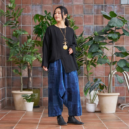 Cotton Double Gauze Asymmetrical Hem Pullover