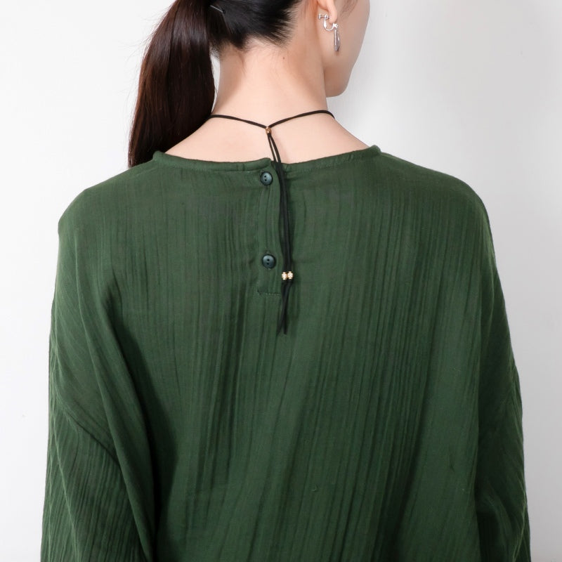 Cotton Double Gauze Asymmetrical Hem Pullover