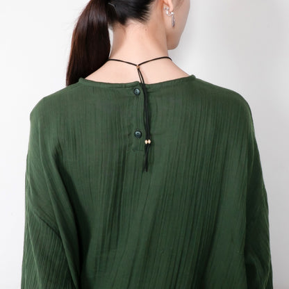 Cotton Double Gauze Asymmetrical Hem Pullover
