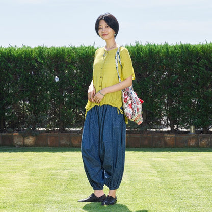 Crushed Denim Sarouel Pants