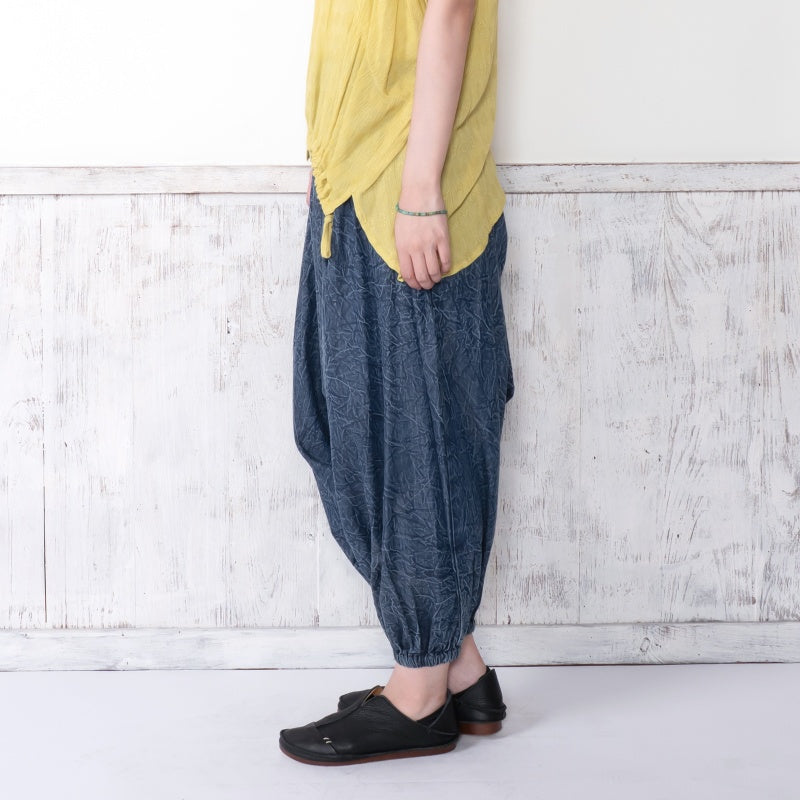 Crushed Denim Sarouel Pants