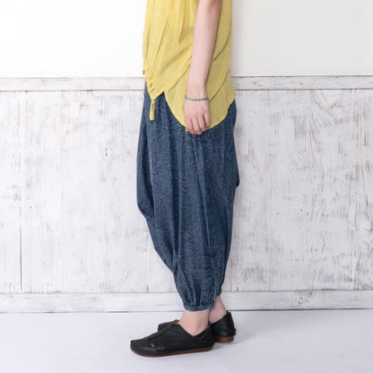 Crushed Denim Sarouel Pants