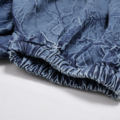 Crushed Denim Sarouel Pants