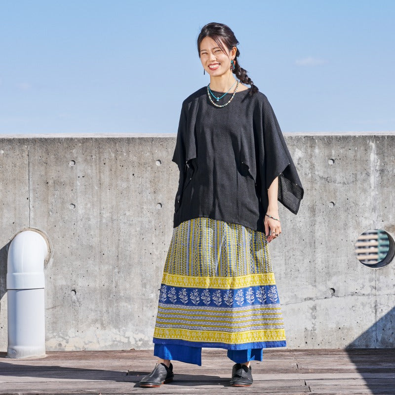 Bagru Panel Print Skirt Pants