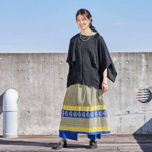 Bagru Panel Print Skirt Pants