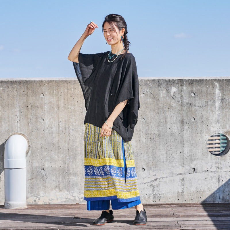 Bagru Panel Print Skirt Pants