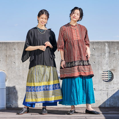 Bagru Panel Print Skirt Pants