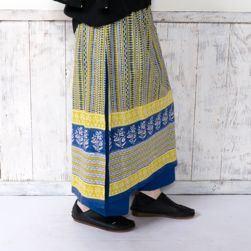 Bagru Panel Print Skirt Pants