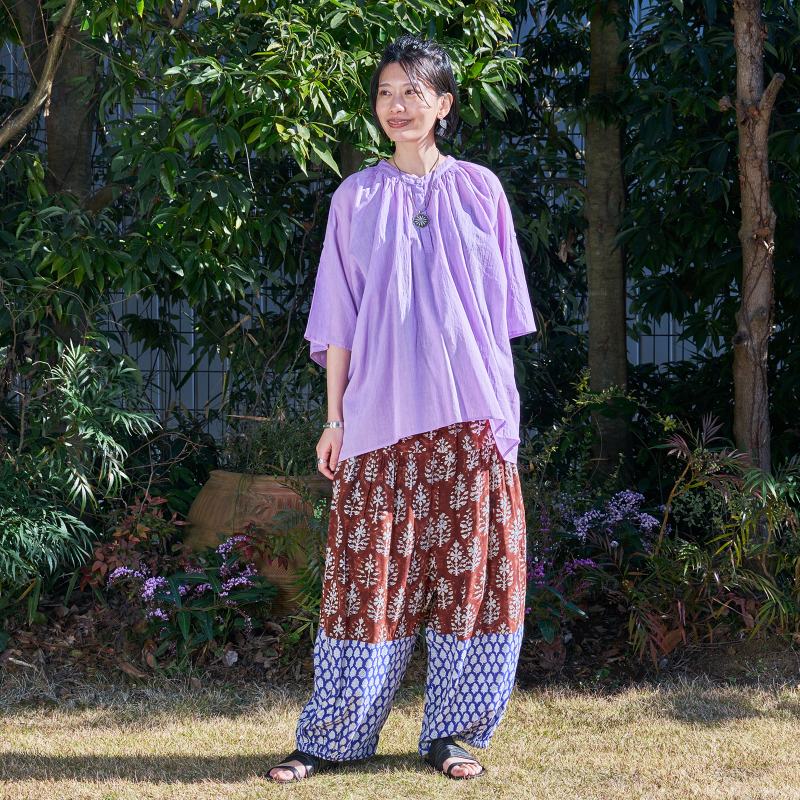 Bicolor Flower Print Pants
