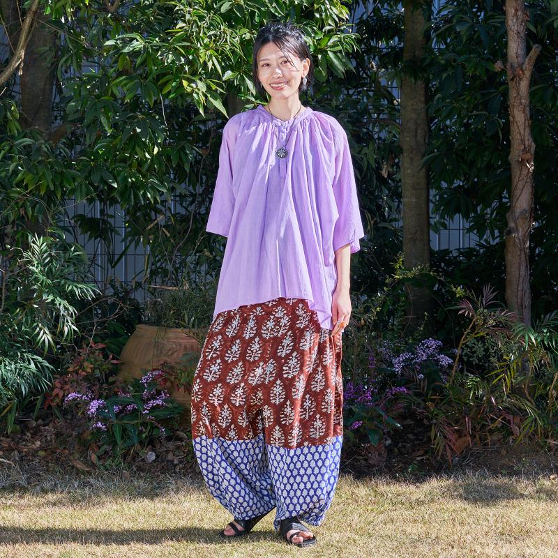 Bicolor Flower Print Pants