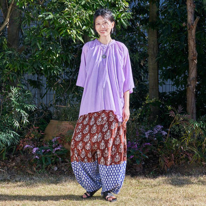 Bicolor Flower Print Pants