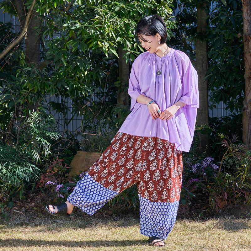 Bicolor Flower Print Pants