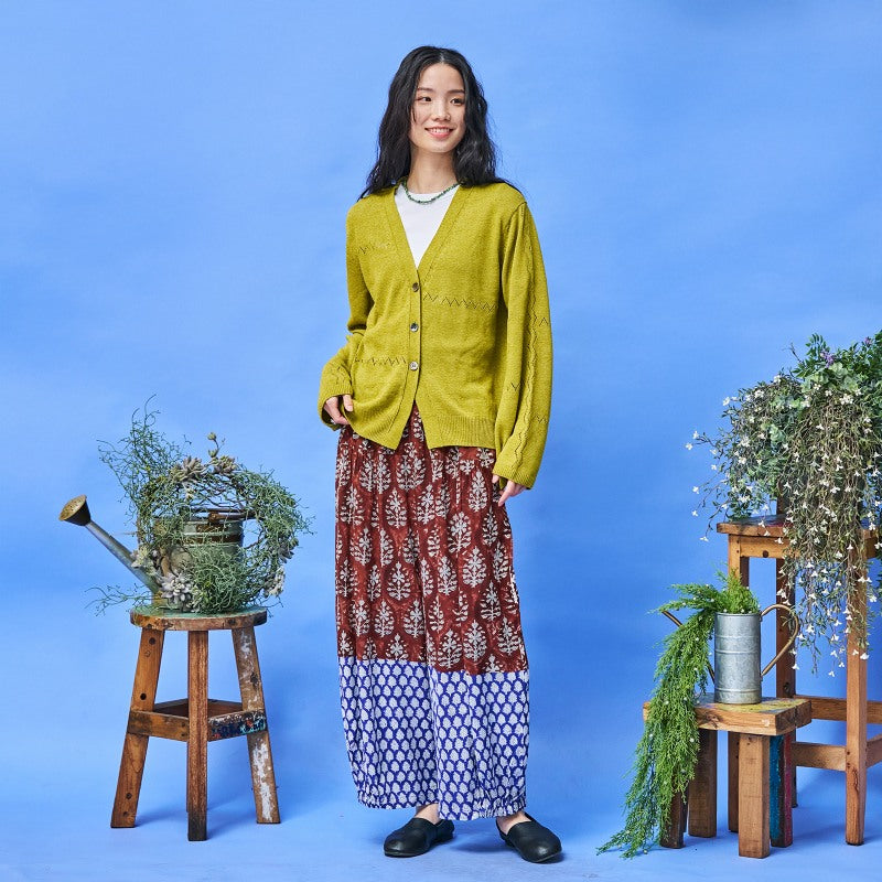 Bicolor Flower Print Pants