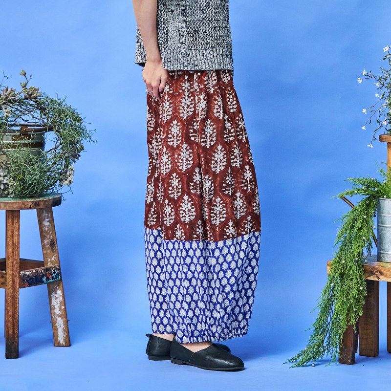 Bicolor Flower Print Pants