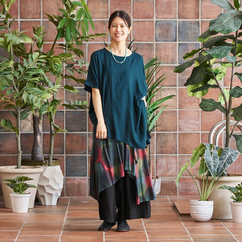 Hand-Painted Solid Skirt Pants