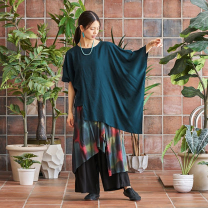 Hand-Painted Solid Skirt Pants