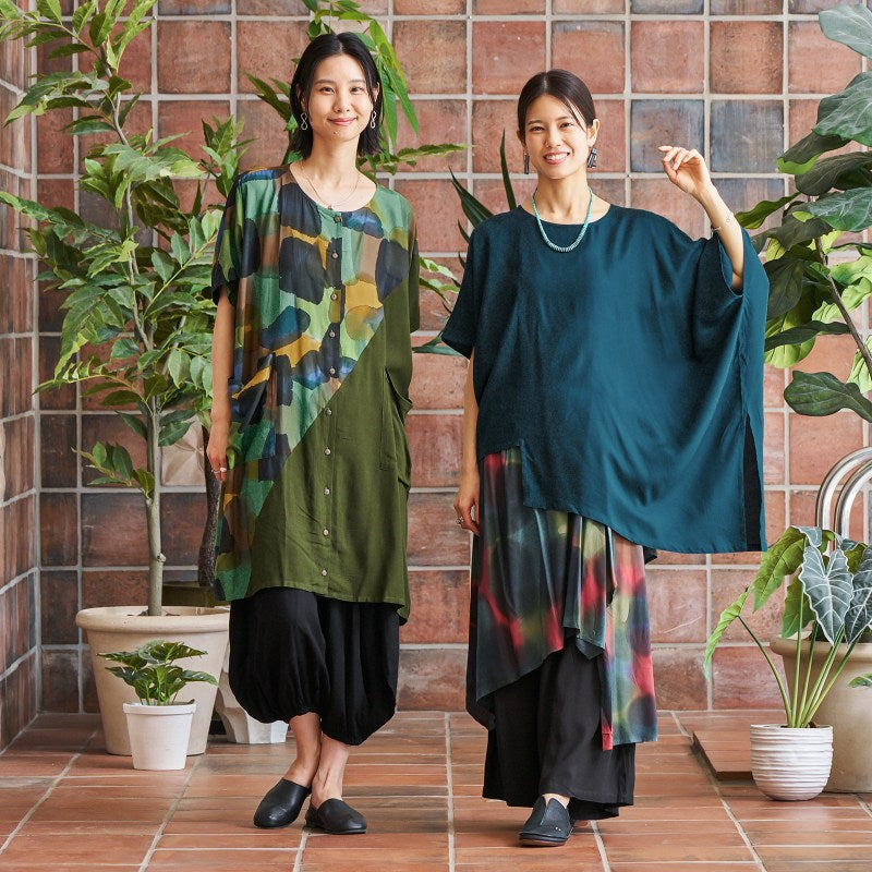 Hand-Painted Solid Skirt Pants