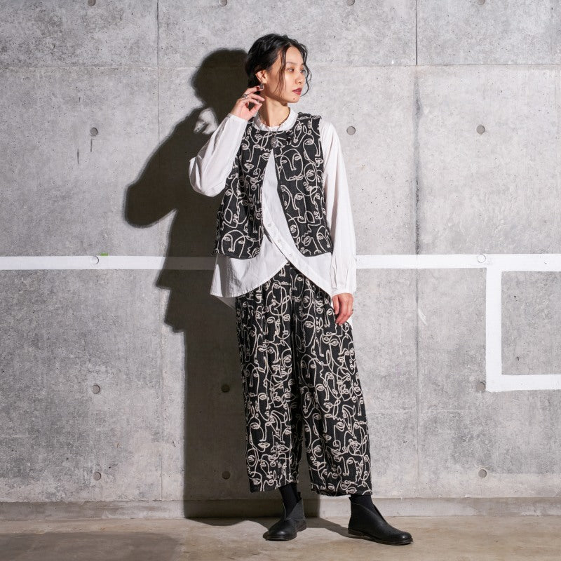 Cotton Two-Face Jacquard Tuck Pants