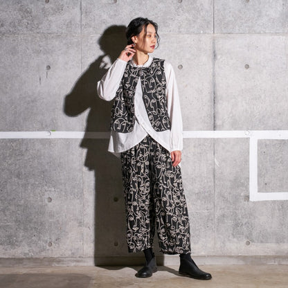 Cotton Two-Face Jacquard Tuck Pants