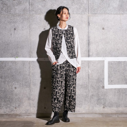 Cotton Two-Face Jacquard Tuck Pants