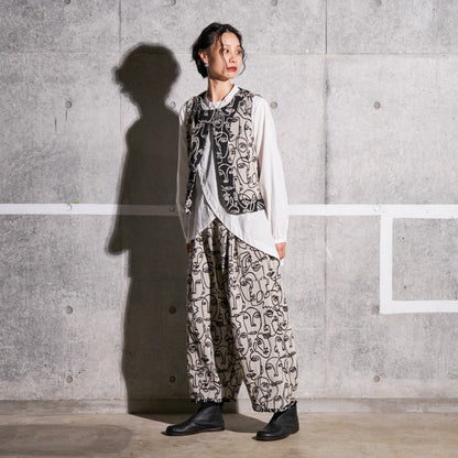 Cotton Two-Face Jacquard Tuck Pants