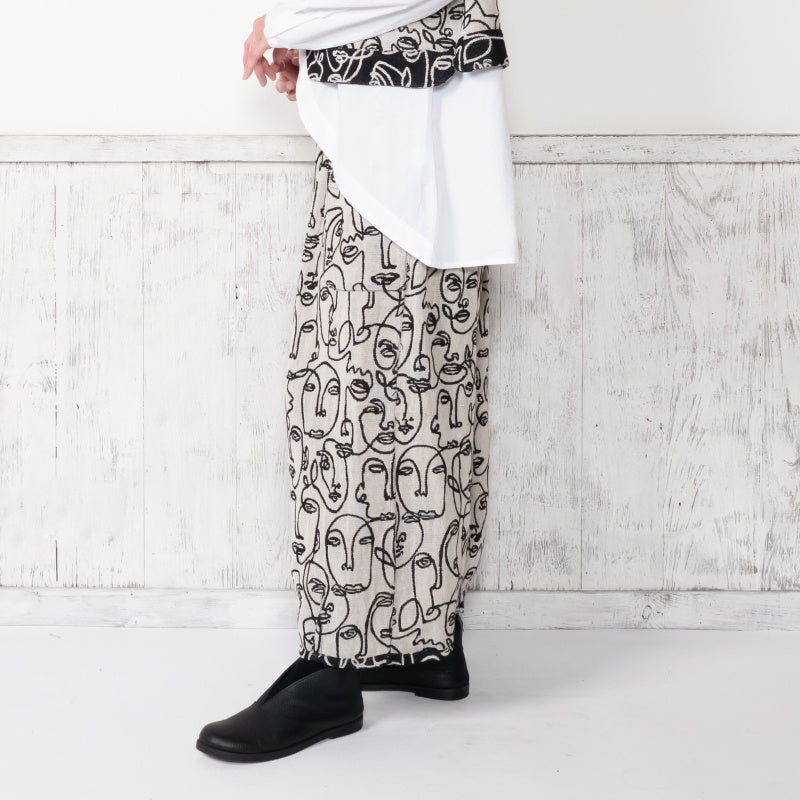 Cotton Two-Face Jacquard Tuck Pants