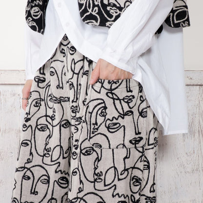 Cotton Two-Face Jacquard Tuck Pants