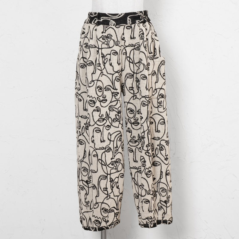 Cotton Two-Face Jacquard Tuck Pants