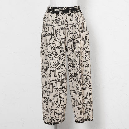 Cotton Two-Face Jacquard Tuck Pants