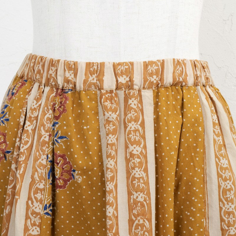 Cotton Flower x Stripe Print Tiered Skirt