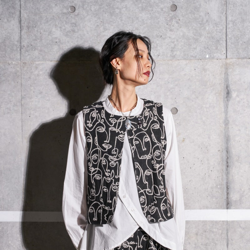 Cotton Two Face Jacquard Vest
