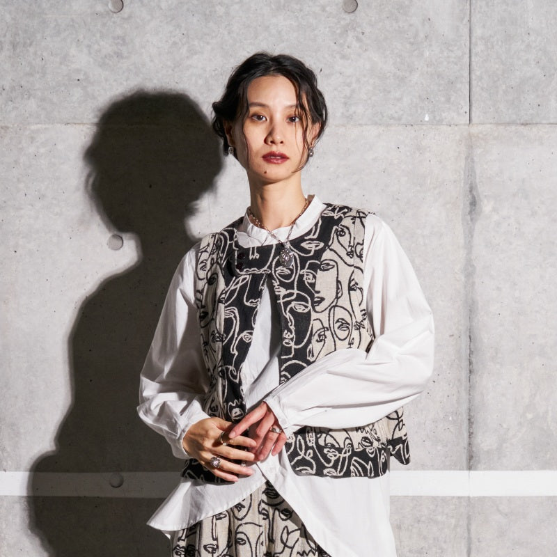 Cotton Two Face Jacquard Vest