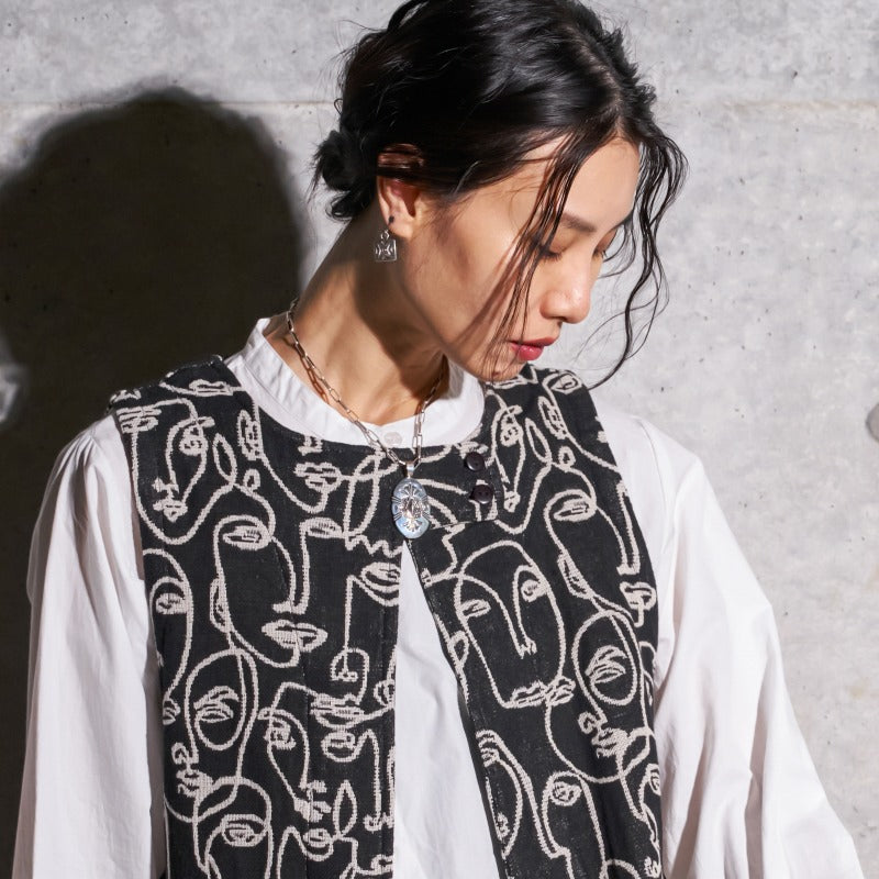 Cotton Two Face Jacquard Vest