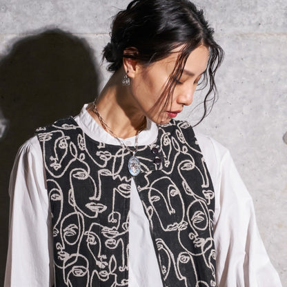 Cotton Two Face Jacquard Vest