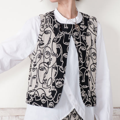 Cotton Two Face Jacquard Vest
