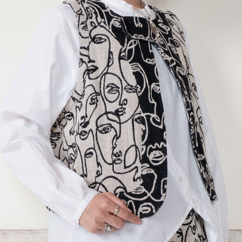 Cotton Two Face Jacquard Vest