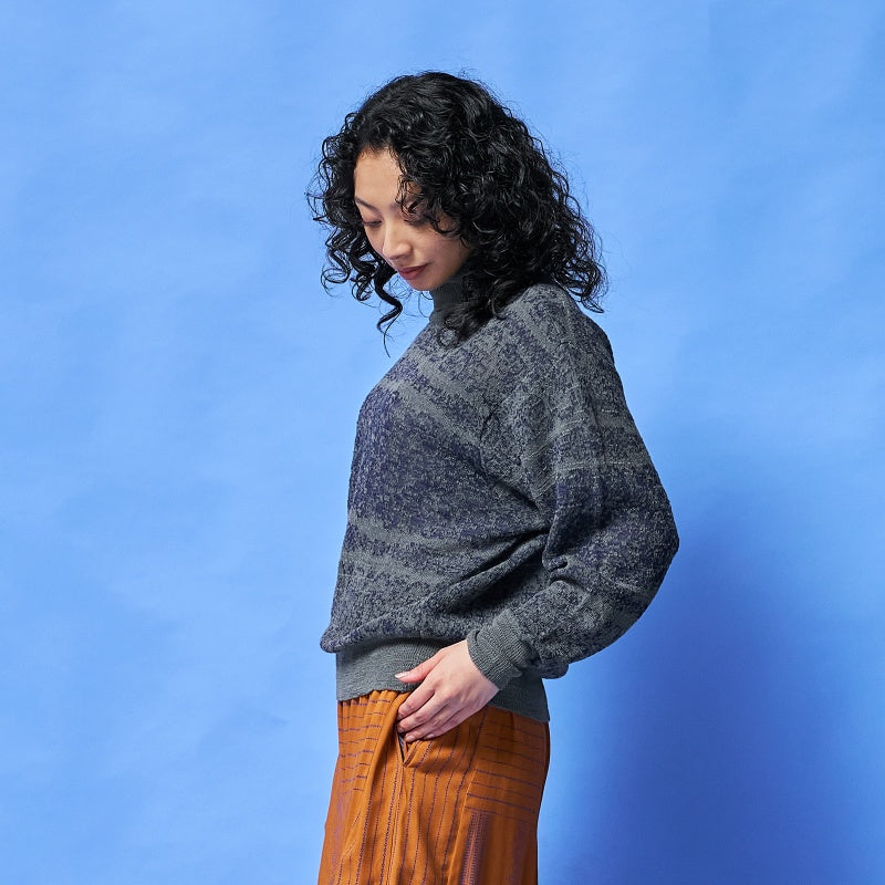 Mosaic Lace Turtleneck Pullover