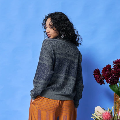 Mosaic Lace Turtleneck Pullover