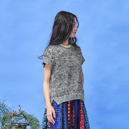 Straw Yarn Mesh Pullover