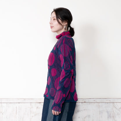 Dot Pattern High Neck Pullover